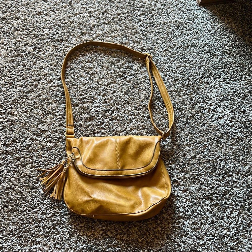 Mustard color adjustable strap purse